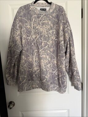 State of Mine Crewneck Sweater in Gray and Cream camo Print